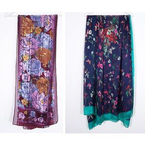 Flower Butterfly Silky Scarf Bundle